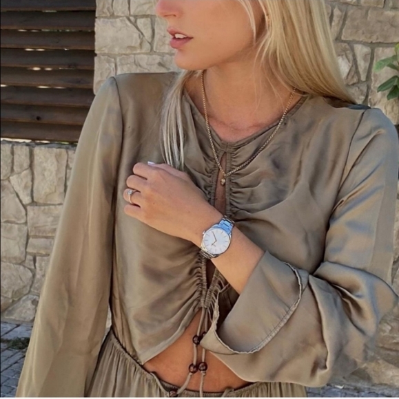 ZARA * satin effect pleated wrinkle effect cut out dress blogger favorite - Picture 13 of 16